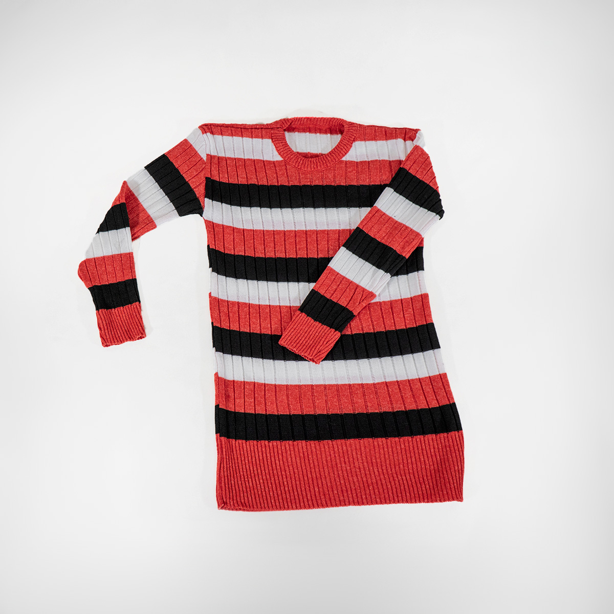 تونیک بافت زنانه راه راه سرخابی مشکی مدل kareno