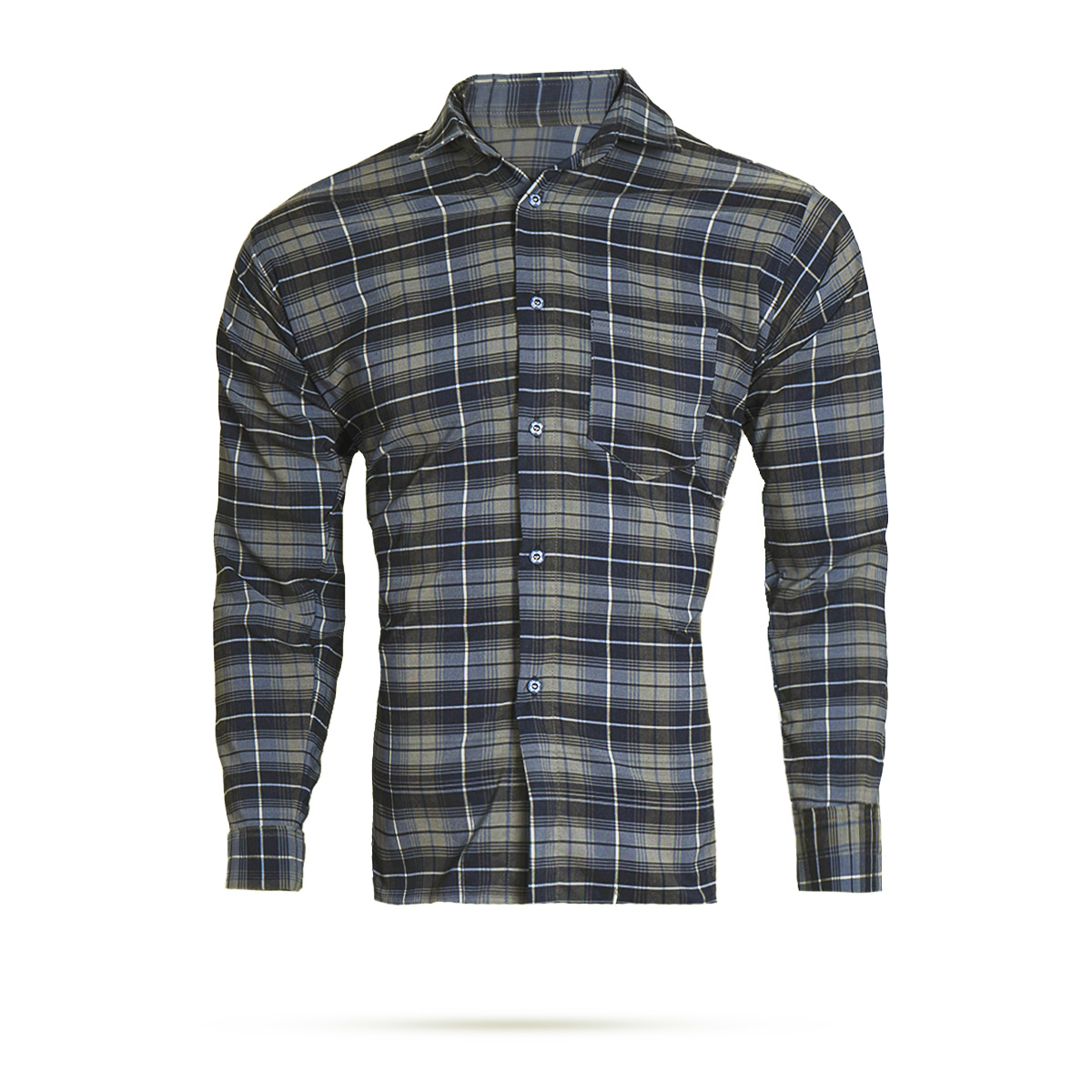 پیراهن چهارخانه آبی تیره سرمه ای مردانه مدلDivan