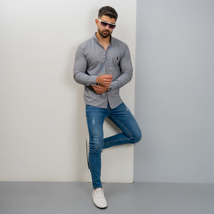 پیراهن مردانه چهارخونه ریزطوسی مدل vq