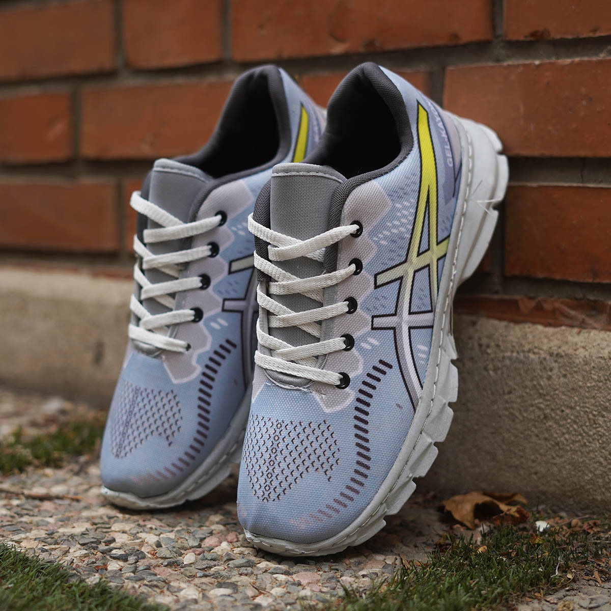 کفش مردانه اسیکس طوسی زرد (T) مدل dahak